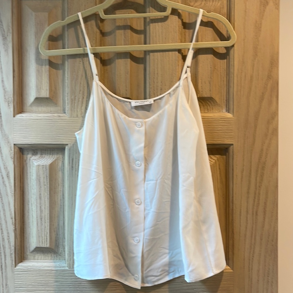 Equipment Cream Button-Front Silk Tank Top